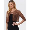 Allegra K Women's Elegant 3/4 Sleeve Sheer Floral Lace Cropped Bolero Shrugs - 2 of 4