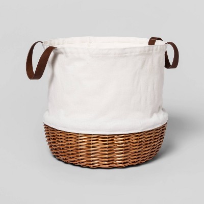16.5" x 14" Large Canvas and Willow Collapsible Basket - Threshold™