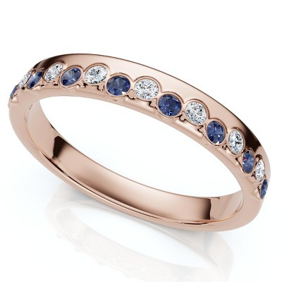 Pompeii3 1/5Ct Diamond & Sapphire Rhythm Anniversary Band 14k Gold or Platinum Lab Created
