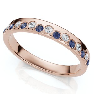 Pompeii3 1/5Ct Diamond & Sapphire Rhythm Anniversary Band 14k Gold or Platinum Lab Created - 1 of 2