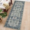 Machine Washable Faux Wool Vintage Floral Printed Area Rug Ultra Thin Low Pile Non Slip Non Shedding Indoor Carpet - 4 of 4