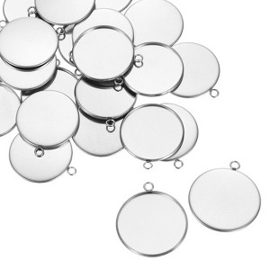 Unique Bargains Stainless Steel Cabochons Pendant Blank Tray for DIY Crafting 0.98" 30 Pcs - 1 of 4