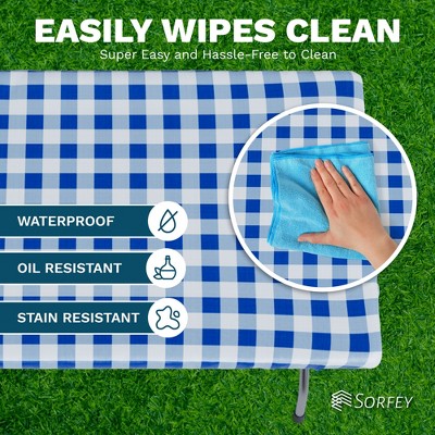 Baby Blue Vinyl Fitted Tablecloth with Elastic, 24"x48"