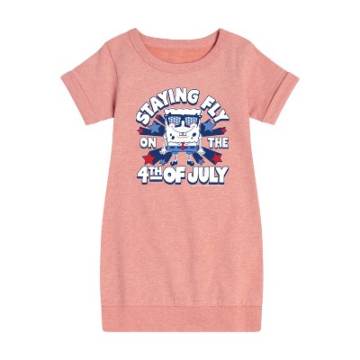 - SpongeBob SquarePants - Fly on 4th of July Graphic Short Sleeve Fleece Dress