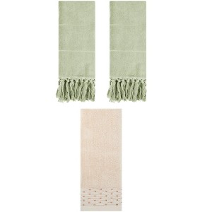 REGALWOVEN 3 Packs Solid Cotton Absorbent Soft Hand Towel for Bathroom 14" x 30" - 1 of 4