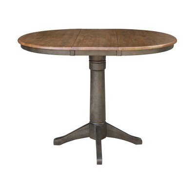 50.8" Round Extendable Wood Counter Height Table in Hickory
