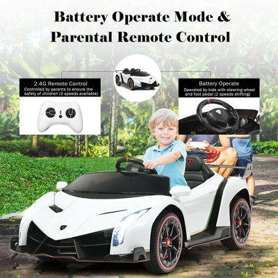 White 12V 2-Seater Lamborghini Kids Ride-On Car with RC