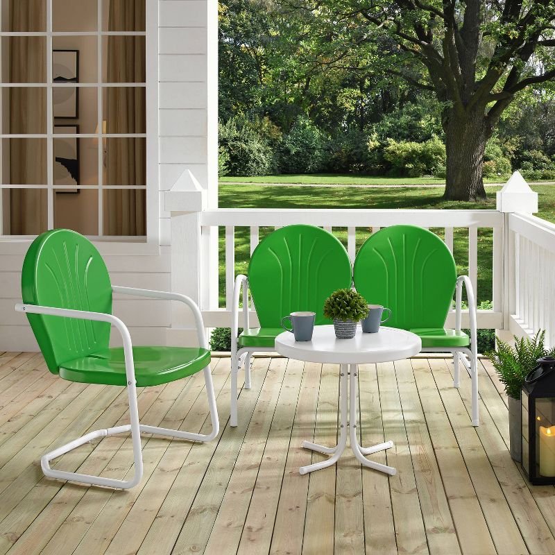 Griffith 3pc Outdoor Conversation Set  with Loveseat, Chair &#38; Accent Table - Kelly Green - Crosley, 5 of 9