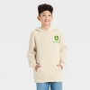 Boys' John Deere Front and Back Oversized Hooded Fleece Sweatshirt - Off-White - 2 of 4