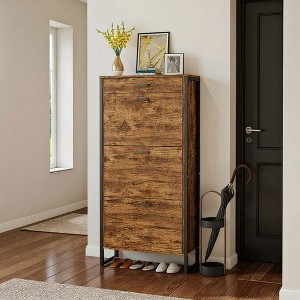 Resenkos Slim Shoe Cabinet with 2 Flip Drawers &1 Drawer, Freestanding Shoe Rack Storage Cabinet Organizer for Entrance Hallway, - 1 of 4