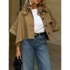 Imily Bela Womens Oversized 3/4 Cape Sleeve Cropped Trench Coat Single Breasted Button Up Jacket - 3 of 4
