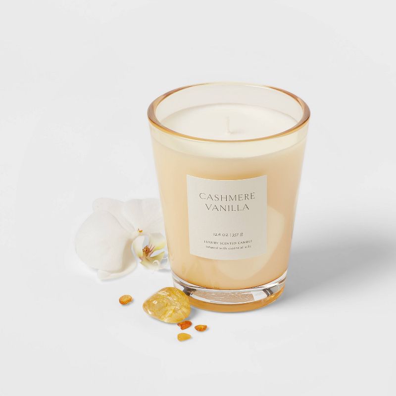 Colored Vase Glass with Dustcover Cashmere Vanilla Candle Ivory - Threshold™, 4 of 7