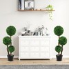 Tangkula 36" Faux Potted Plant w/3 Topiary Balls Solid Wood Trunks Mimic Rattans & Moss - 4 of 4