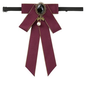 INSPIRE CHIC Women's Rhinestone Ribbon Pre-tied Brooch Bow Ties - 1 of 4