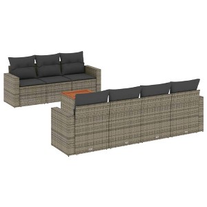 vidaXL Patio Sofa Set with Cushions Outdoor Furniture 8 Piece Poly Rattan - Gray - 1 of 4