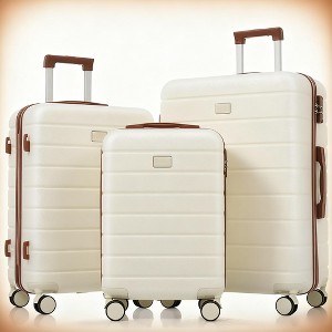 KWPZQEB 3 Piece Luggage Set Carry on Suitcase with ABS+PC Hardshell, Spinner, Lightweight TSA Lock (20", 24", 28") - 1 of 4