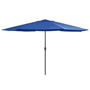 vidaXL Garden Parasol Azure Blue 100% polyester, metal Large Collapsible - 1 of 4