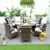 Moda Furnishings 6 - Person All-Weather Wicker Patio Outdoor Dining Set with Round Table, Cushions Included - 2 of 4