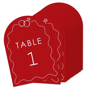 Big Dot of Happiness Cherry Red Wedding Rings Table Numbers Centerpieces, Double-Sided 5 x 7 inches Cards, Table Numbers - 1-20 - 1 of 4