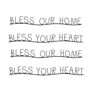 Bless Our Home & Heart Metal Sentiment Decor – 2.25"H Black Script Word Signs (Set of 4) by Melrose - 1 of 3