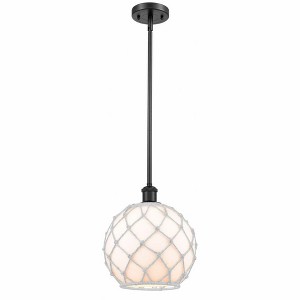 Farmhouse Rope - 1 Light Stem Hung Mini Pendant In Industrial Style-13 Inches Tall and 10 Inches Wide - 1 of 1