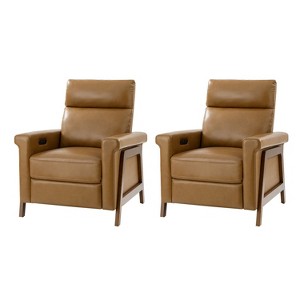 Set of 2 Camilo 32.75 Wide Genuine Leather Power Recliner | Artful Living Design - 1 of 4