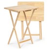 PJ Wood Solid Wood Construction Rectangle Folding Portable TV Snack Serving Tray Table with Compact Storage Rack, Natural (Set of 7) - 2 of 4