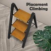 Itopfox 3 Step Ladder, Aluminum Lightweight Folding Stool with Anti-Slip Wide Pedal, 330lbs Capacity for Household, Kitchen, Office - Black Woodgrain - 3 of 4