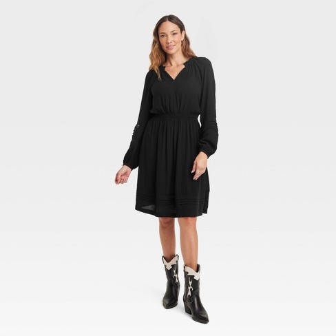 Women's Long Sleeve Lace Dress - Knox Rose™ Black Xs : Target