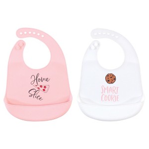 Hudson Baby Infant Girl Silicone Bibs 2pk, Home Slice, One Size - 1 of 3