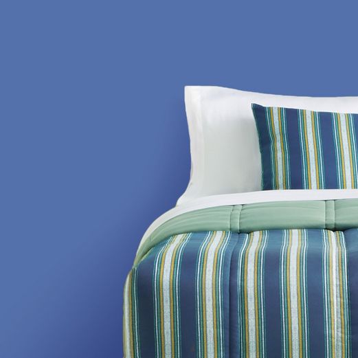 Green & blue striped comforter set