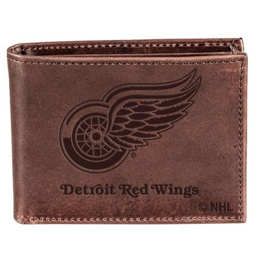 Evergreen NHL Detroit Red Wings Brown Leather Bifold Wallet Officially Licensed with Gift Box