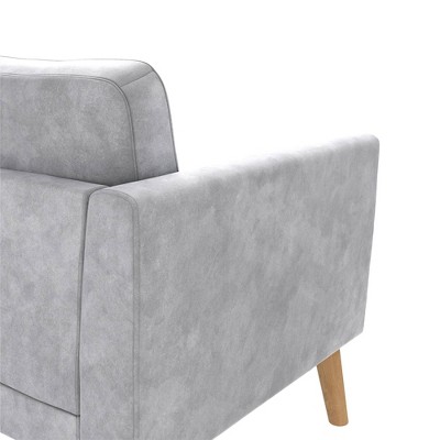 Elegant Gray Velvet Tufted Sofa with Sleek Wood Legs