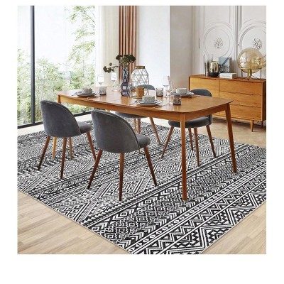 Machine Washable Area Rugs, Distressed Rugs, Under Dinning Table Stain Resistant Rug