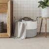 Aghana Digitals Round Grey Cotton Storage Basket with Handles, 20.1x13in Collapsible for - 3 of 4