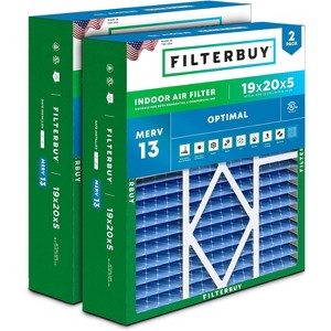 Filterbuy 19x20x5 Air Filter (2-Pack), Pleated MERV 13 Health Defense HVAC AC Furnace Air Filters for Bryant / Carrier, BDP, Day & Night, & Payne - 1 of 4