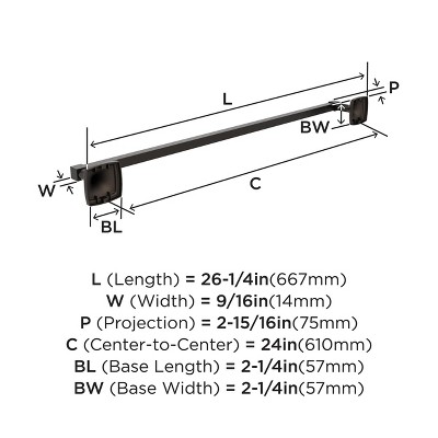 Oil-Rubbed Bronze 24-inch Wall Mounted Towel Bar