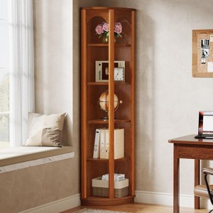 Lantine 5-Tier Corner Shelf, 67-Inch Tall Corner Bookcase with Unique Shape, Narrow Bookshelf for Living Room, Home Office, Kitchen, Small Space - 1 of 4