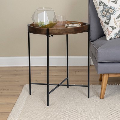 VYNXARIA 2-Tier Black Side Table with Storage Sofa Table for Living Room Metal Frame ,Wooden Desk End Table