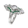 Ross-Simons 1.55 ct. t.w. CZ and .20 ct. t.w. Simulated Emerald Ring in Sterling Silver - 3 of 4