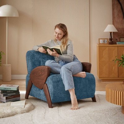 Aukfa Modern Chenille Accent Armchair - Plush Cushioned Living Room Chair, Stylish Upholstered Design for Bedroom, Office & Lounge