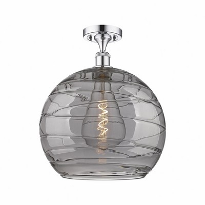 Athens Deco Swirl - 1 Light Semi-Flush Mount In Industrial Style-16.38 Inches Tall and 13.75 Inches Wide