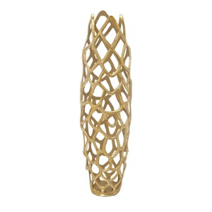 Olivia & May 31" x 9" Eclectic Woven Net-Inspired Aluminum Vase Gold - Indoor Contemporary Amphora Design - 1 of 4