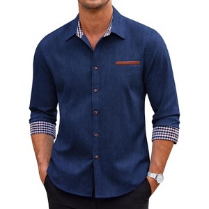 COOFANDY Men's Casual Dress Shirt Button Down Shirts Long-Sleeve Plaid  Collar Denim Work Shirt Dark Blue 5XL : Target