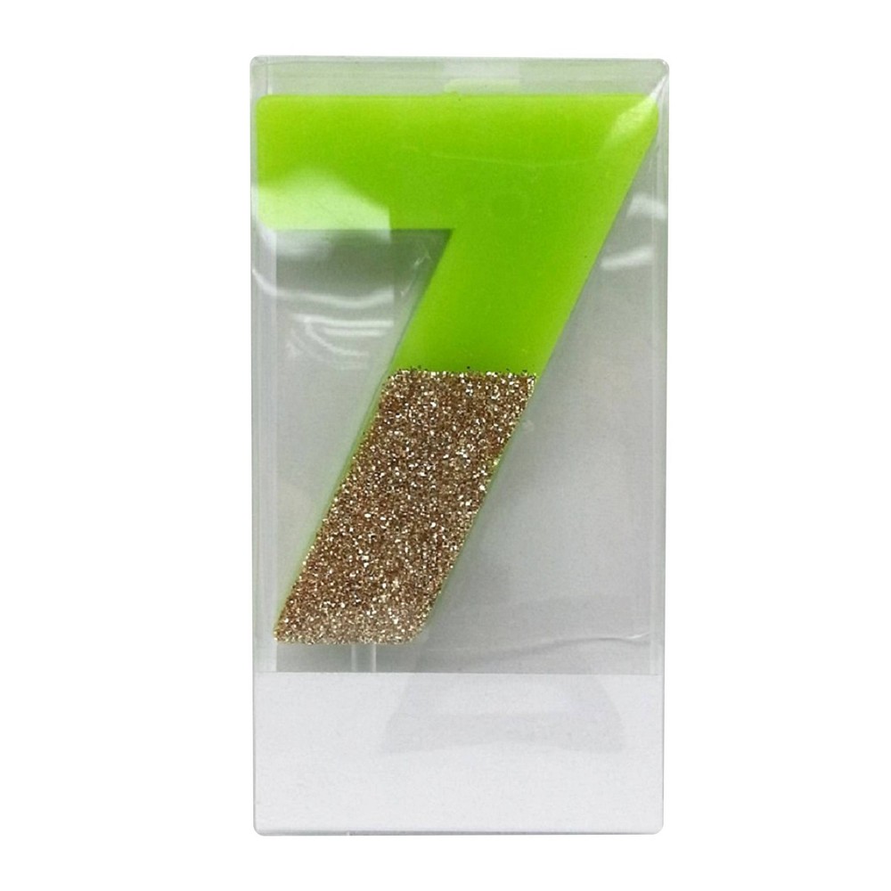 Number 7 Glitter Candle Green/Gold - Spritzâ„¢