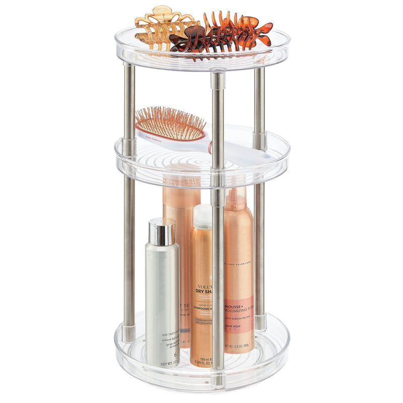mDesign Spinning 3-Tier Lazy Susan 360 Makeup Organizer Tower, 2 of 6
