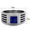 Slickblue Men’s Wide Band Ring with 9.9mm Square Lapis Montana Stone in Polished Silver Stainless Steel, Sizes 8-14 - 2 of 4