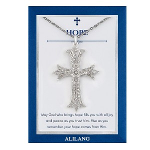 Anna-Kaci Silver Tone Crystal Rhinestone Cross Patonce Necklace with Message Card & Envelope Jewelry Gift - 1 of 4