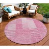 Pink And Blush Striped Washable Indoor Outdoor Area Rug - 2 of 4
