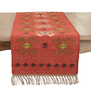 Saro Lifestyle Rustic Charm Kilim Table Runner, 16"x72", Multicolored - 1 of 3